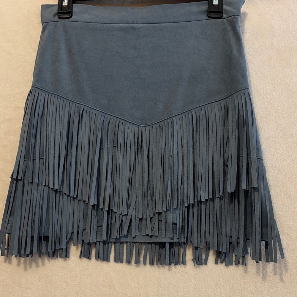 Altar'd State Blue Fringed Mini Skirt